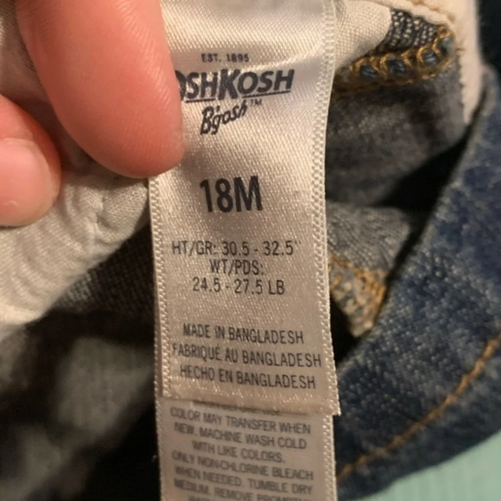 Oshkosh  B'gosh vest bak girls 18m jean jumper‎ dress hearts y2k valentines